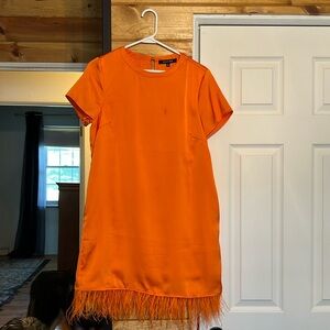 Orange feather hem dress from Vici